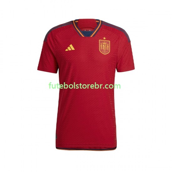 Camisa Espanha I Copa Do Mundo 2022 manga curta pro Masculina