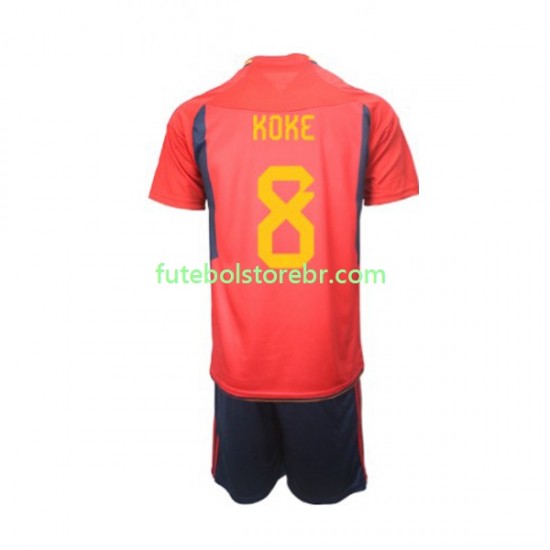 Camisa Espanha Koke 8 I Copa Do Mundo 2022 manga curta pro Juvenil