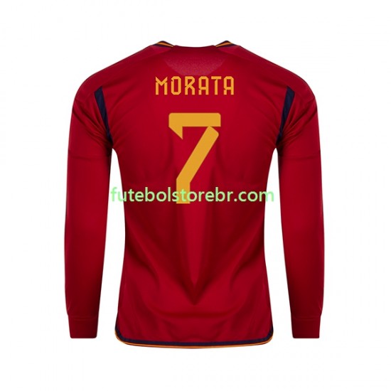 Camisa Espanha MORATA 7 I Copa Do Mundo 2022 manga longa pro Masculina