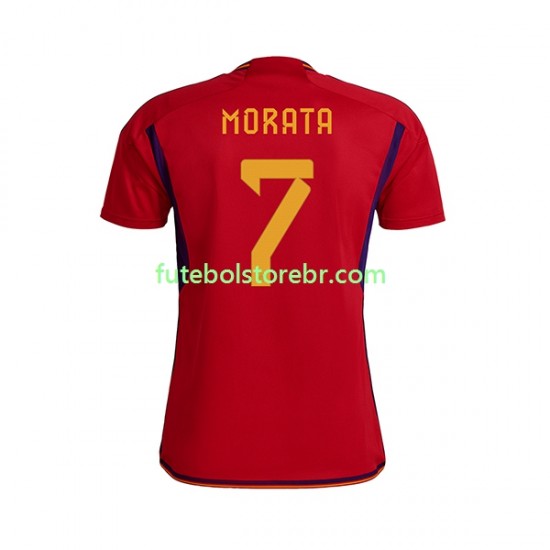 Camisa Espanha MORATA 7 I Copa Do Mundo 2022 manga curta pro Masculina