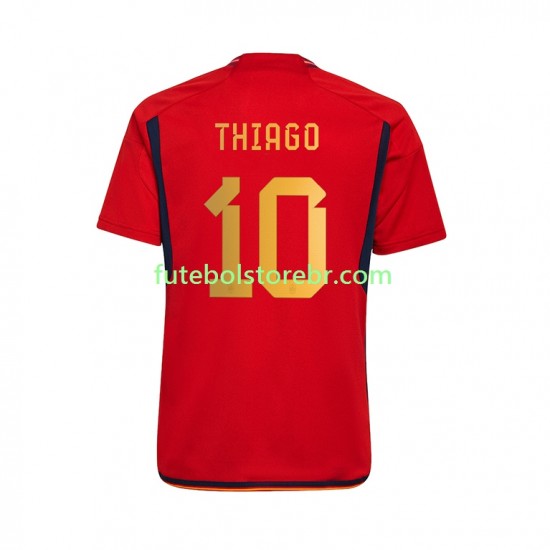 Camisa Espanha Thiago 10 I Copa Do Mundo 2022 manga curta pro Masculina