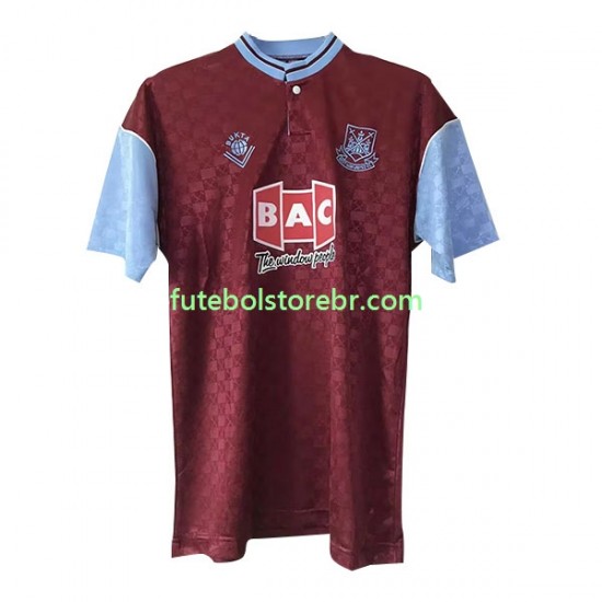 Camisa West Ham United Retrô I 1989-1990 manga curta pro Masculina