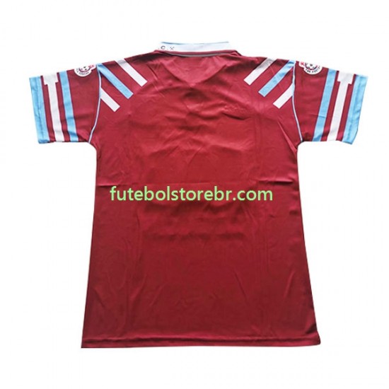 Camisa West Ham United Retrô I 1991-1992 manga curta pro Masculina