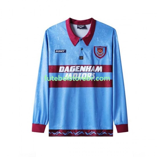 Camisa West Ham United Retrô I 1995-1996 manga longa pro Masculina