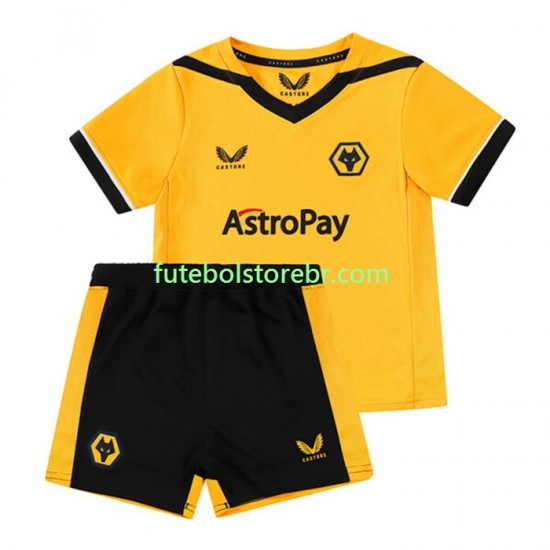 Camisa Wolverhampton Wanderers I 2022-2023 manga curta pro Juvenil