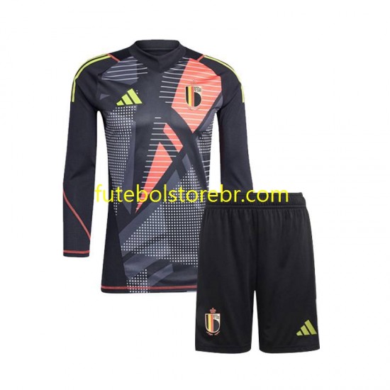 Camisa Goleiro Bélgica I Euro 2024 manga longa pro Juvenil