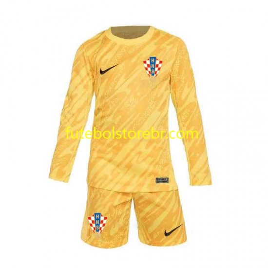 Camisa Goleiro Croácia I Euro 2024 manga longa pro Juvenil