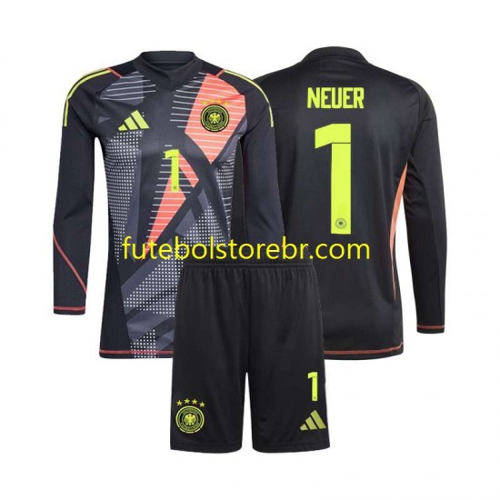 Camisa Goleiro Alemanha Manuel Neuer 1 I Euro 2024 manga longa pro Juvenil