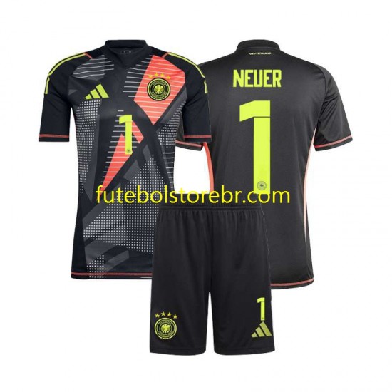 Camisa Goleiro Alemanha Manuel Neuer 1 I Euro 2024 manga curta pro Juvenil