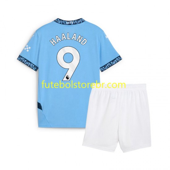 Camisa Manchester City Erling Haaland 9 I 2024-2025 manga curta pro Juvenil