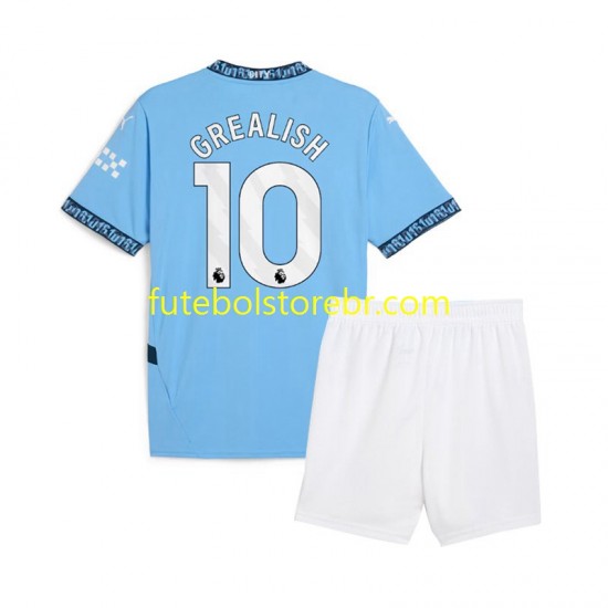 Camisa Manchester City Jack Grealish 10 I 2024-2025 manga curta pro Juvenil