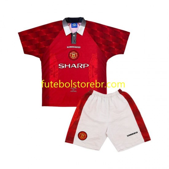 Camisa Manchester United 1996 Retrô I manga curta pro Juvenil