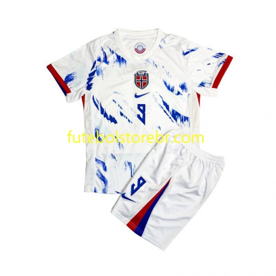 Camisa Noruega Erling Haaland 9 II 2024 manga curta pro Juvenil