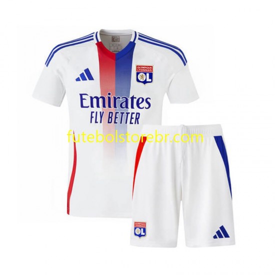 Camisa Olympique Lyon I 2024-2025 manga curta pro Juvenil